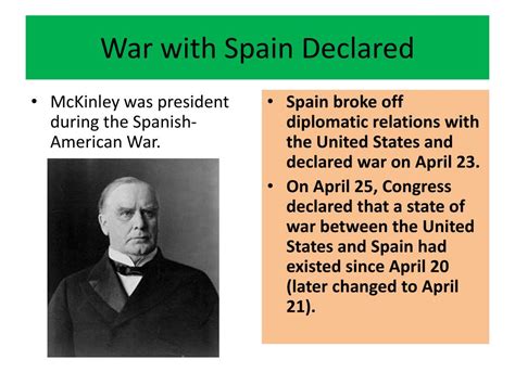 which president declared war on spain